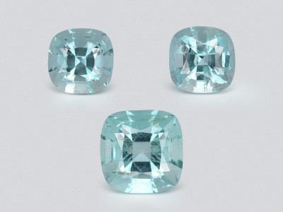 Set of aquamarines cushion cut 3.48 carats, Madagascar photo