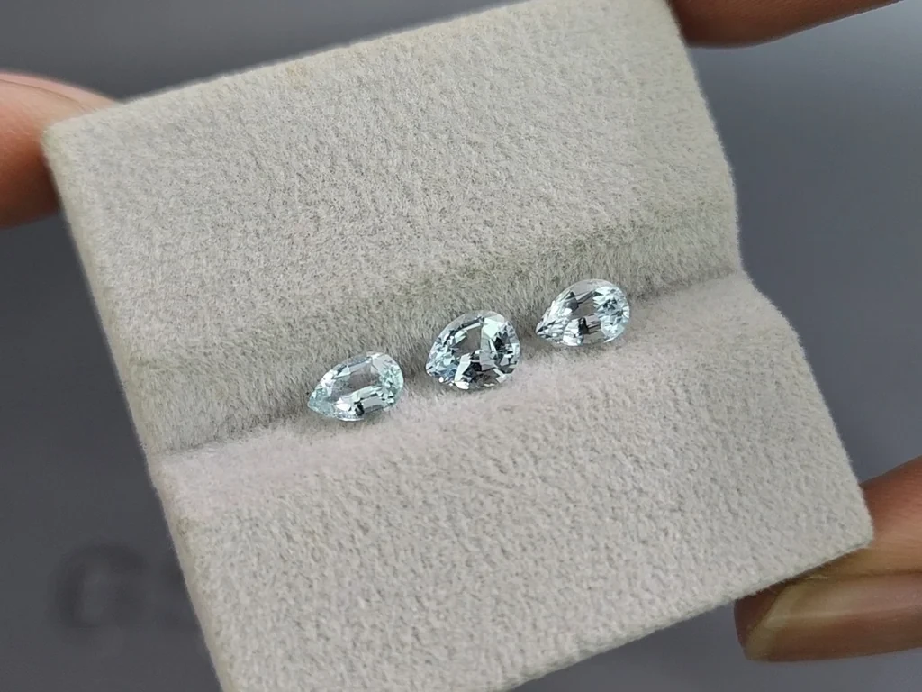 Ensemble aigues-marines taille poire, 1,30 carat, Madagascar Image №4