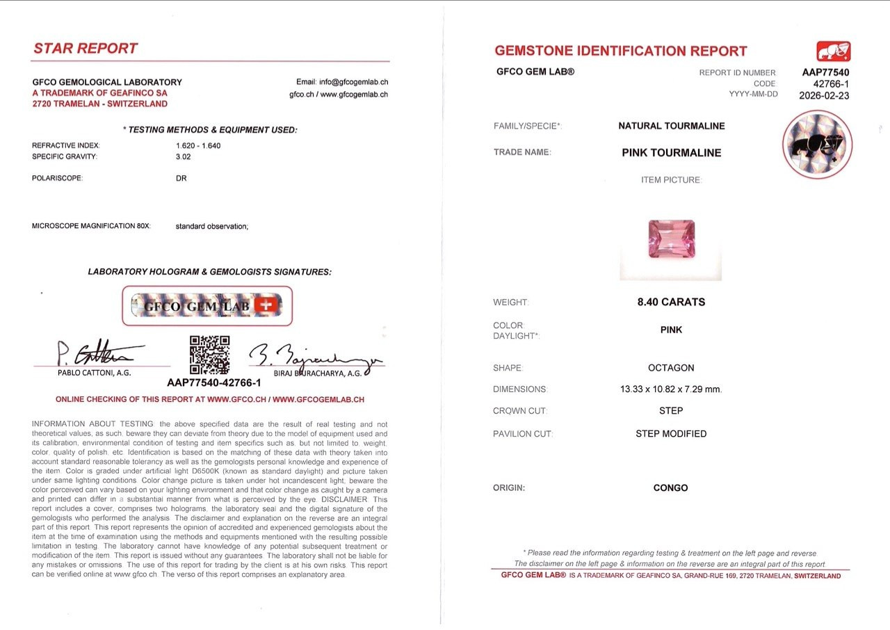 Rosa turmalin strahlend geschliffener 8,40 karat, dem Kongo  Image №6