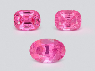 Ensemble composé de spinelles Mahenge rose vif taille coussin et ovale 2,28 carats, Tanzanie photo