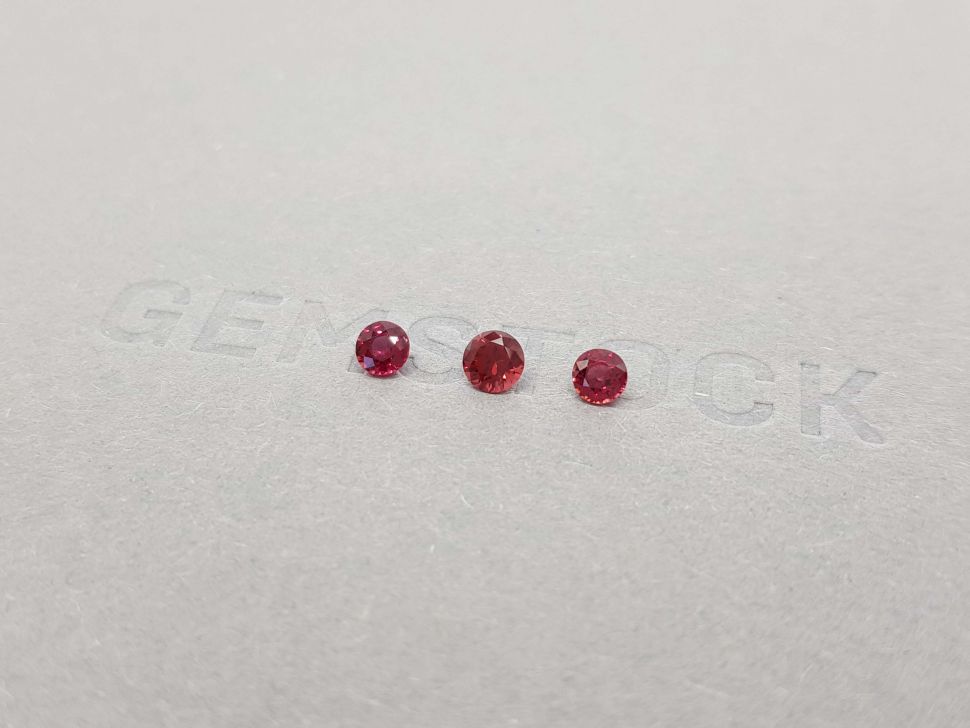 Set of bright red round cut spinel 0.68 ct Image №3