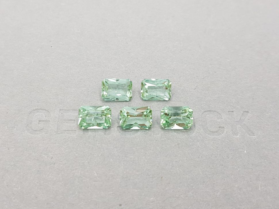Set of light green radiant cut tourmalines 5.22 ct, Afghanistan Image №1
