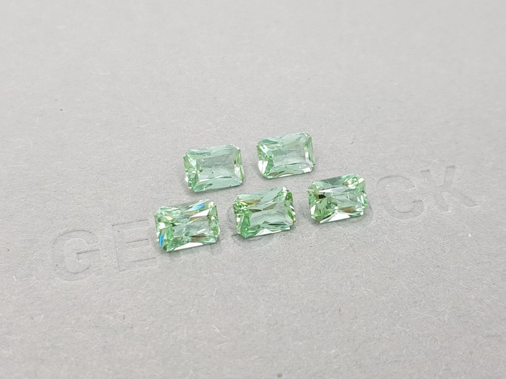 Set of light green radiant cut tourmalines 5.22 ct, Afghanistan Image №2