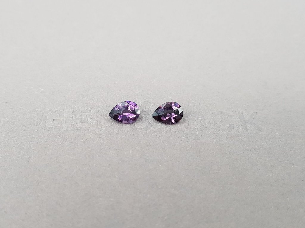 Pair of deep purple pear-cut spinels 1.60 ct, Burma Image №1