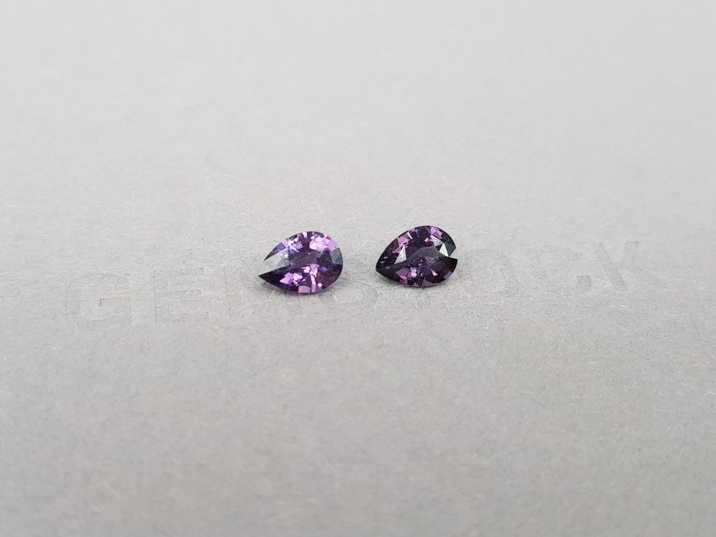 Pair of deep purple pear-cut spinels 1.60 ct, Burma Image №2