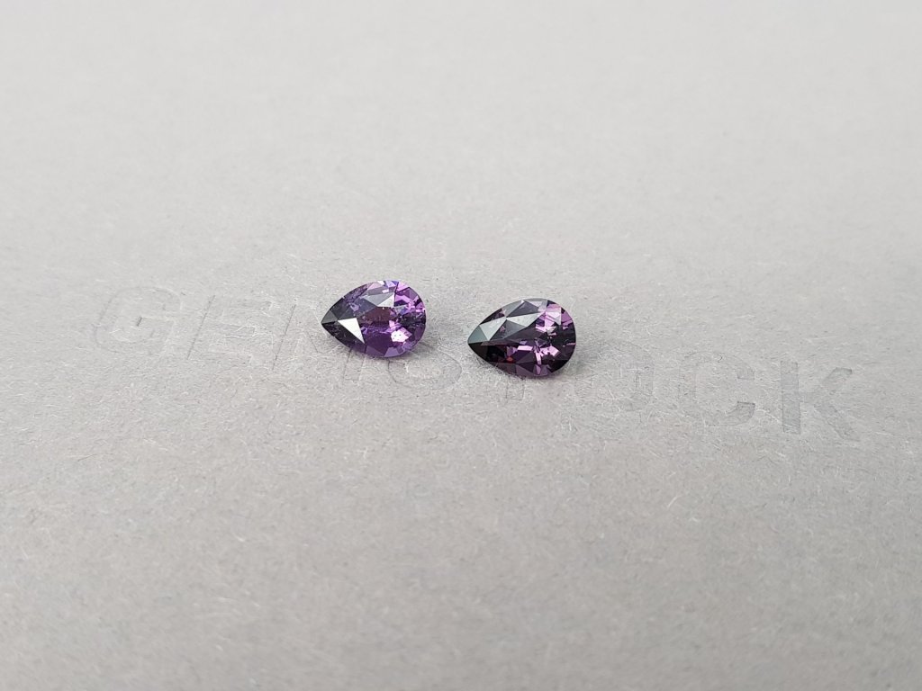 Pair of deep purple pear-cut spinels 1.60 ct, Burma Image №3