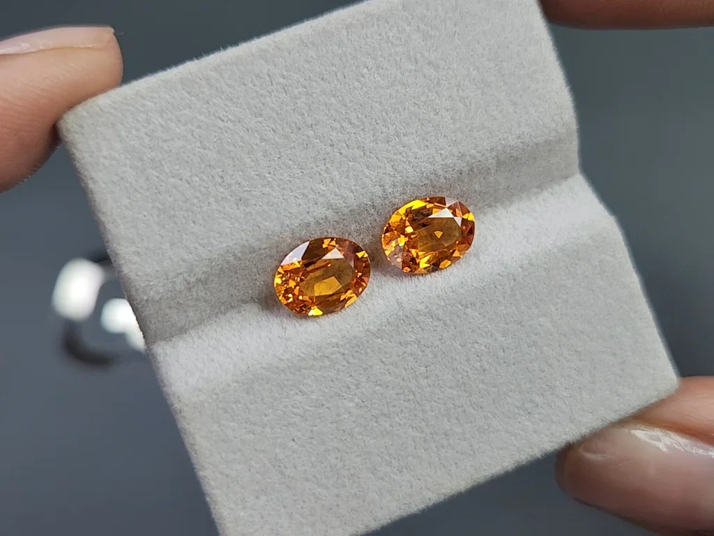 Paire de spessartines mandarines taille ovale 3,19 carats, Nigéria Image №4
