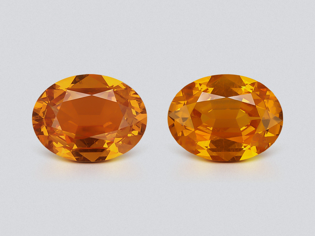 Paire de spessartines mandarines taille ovale 3,19 carats, Nigéria Image №1
