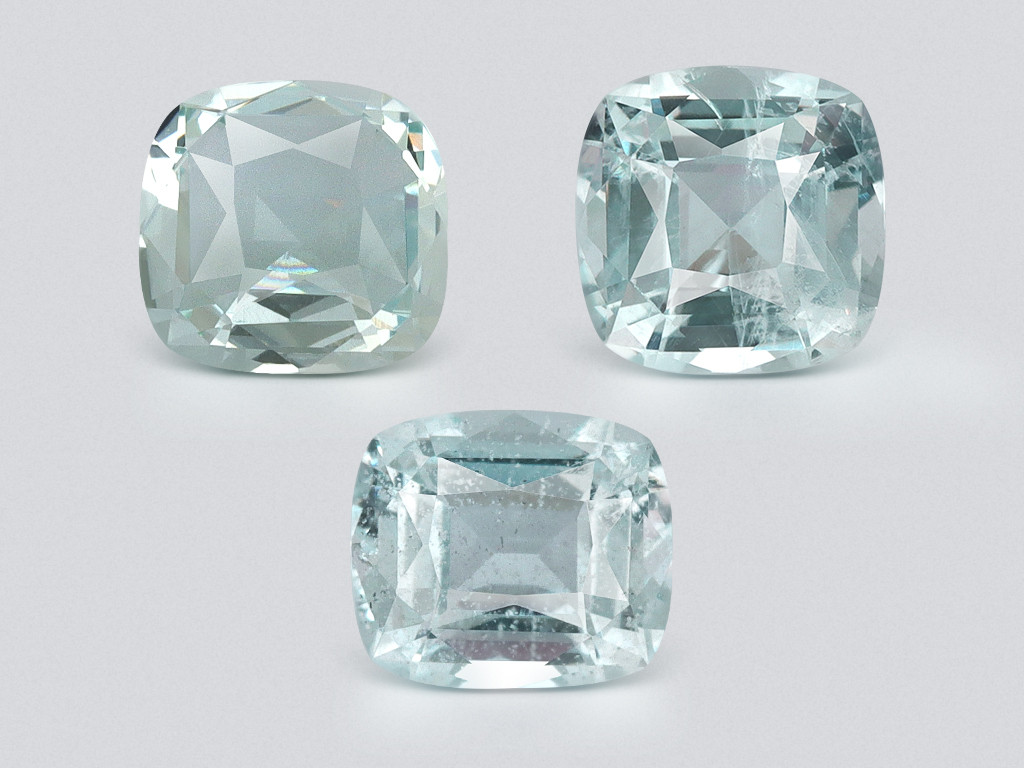 Ensemble aigues-marines taille coussin, 3,33 carats, Madagascar Image №1