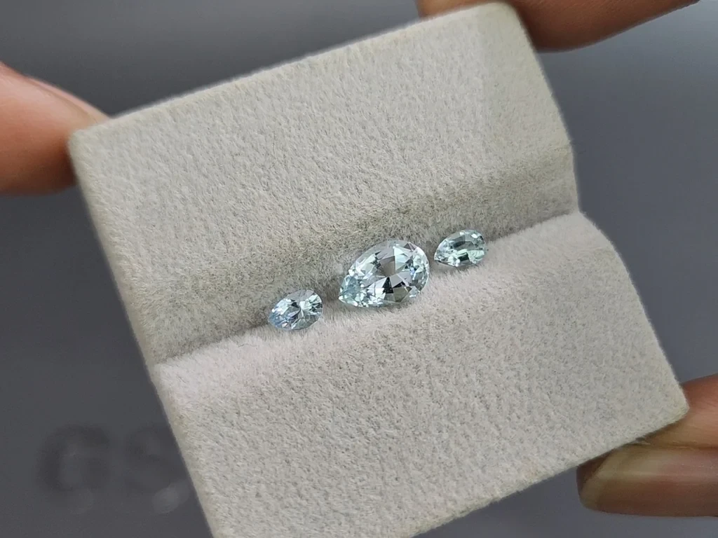 Set of aquamarines in pear cut 1.27 carats, Madagascar Image №5