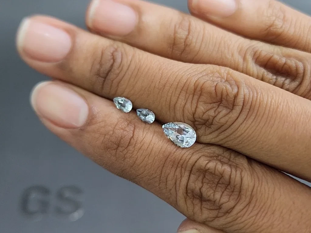 Set of aquamarines in pear cut 1.27 carats, Madagascar Image №2
