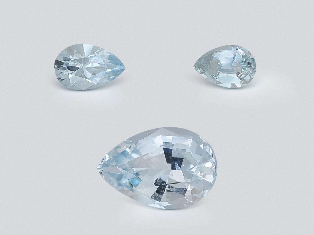 Set of aquamarines in pear cut 1.27 carats, Madagascar Image №1