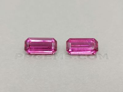 Pair of purple-pink octagon cut tourmalines 17.60 ct photo