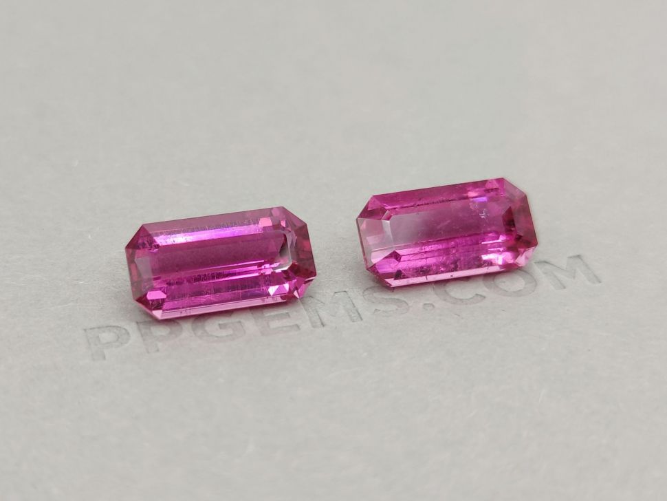 Pair of purple-pink octagon-cut tourmalines 17.60 ct Image №2
