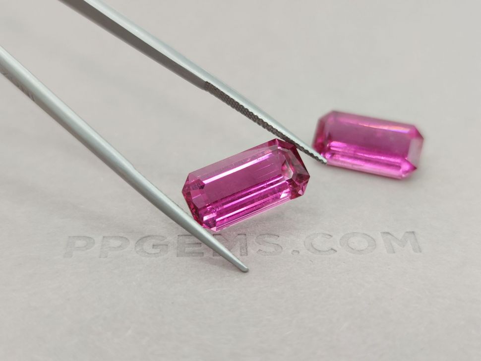 Pair of purple-pink octagon cut tourmalines 17.60 ct Image №4