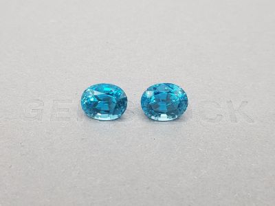 Pair of brilliant blue oval cut zircons 9.33 ct photo