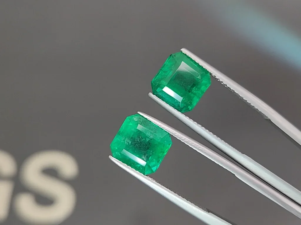 Paire émeraudes taille Asscher vert vif de 8,15 carats, Zambie Image №3