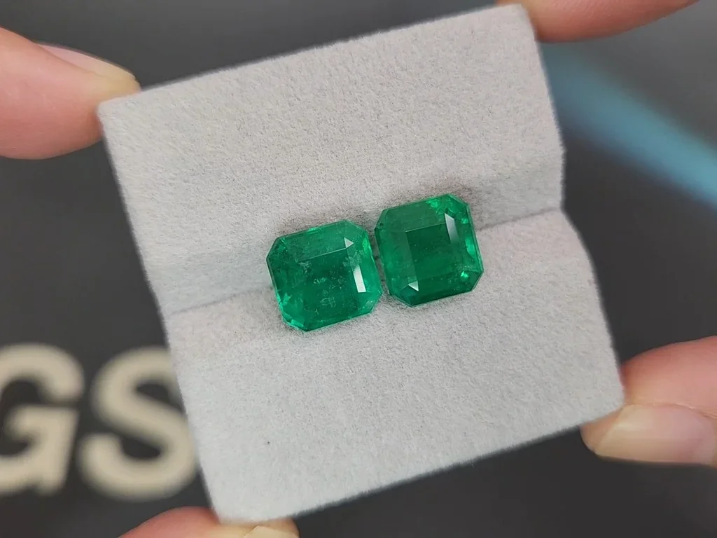 Paire émeraudes taille Asscher vert vif de 8,15 carats, Zambie Image №4