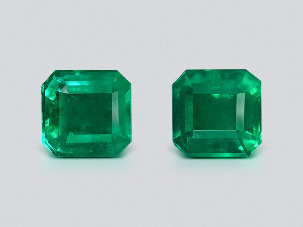 Paire émeraudes taille Asscher vert vif de 8,15 carats, Zambie Image №1