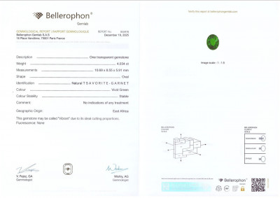 Certificate Ensemble de tsavorites ovales un vert éclatant 8,18 carats, Afrique