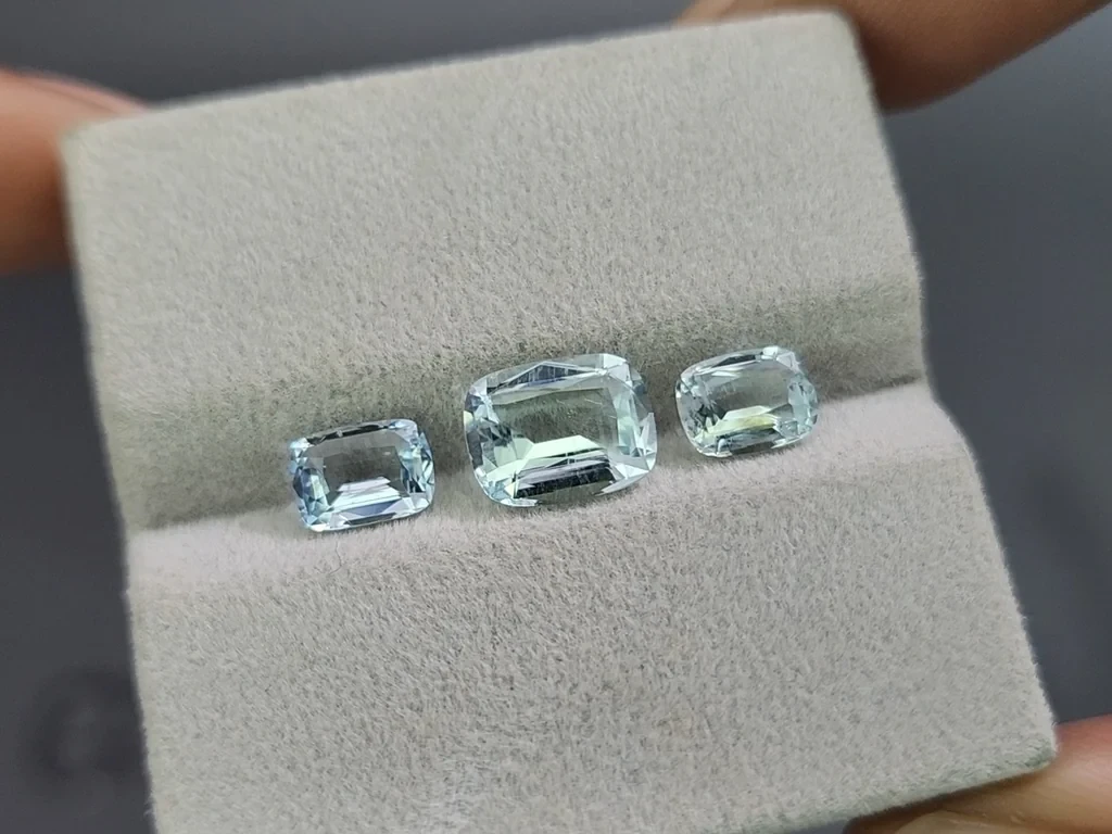 Set of aquamarines cushion cut 3.24 carats, Madagascar Image №5