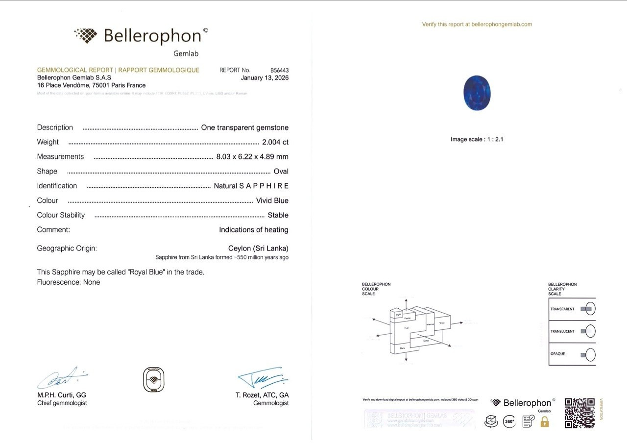 Saphir bleu royal ovale de 2,00 carats, Sri Lanka  Image №6
