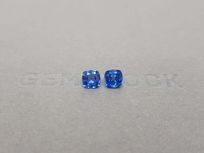 Pair of blue sapphires 1.89 ct cushion cut, Sri Lanka photo