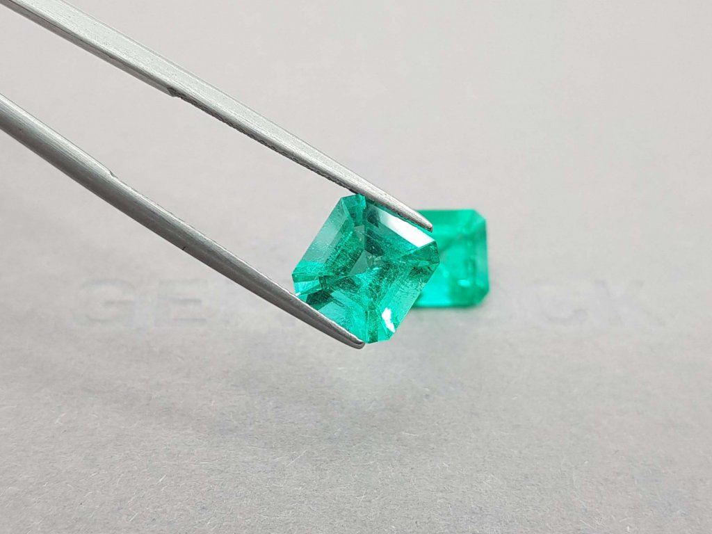Pair of octagon cut emeralds 4.68 ct, Colombia Image №4