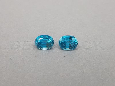 Pair of blue zircons from Cambodia 8.33 ct photo