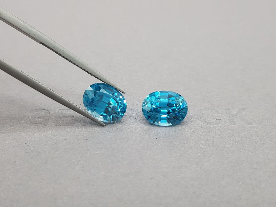 Pair of blue zircons from Cambodia 8.33 ct Image №4