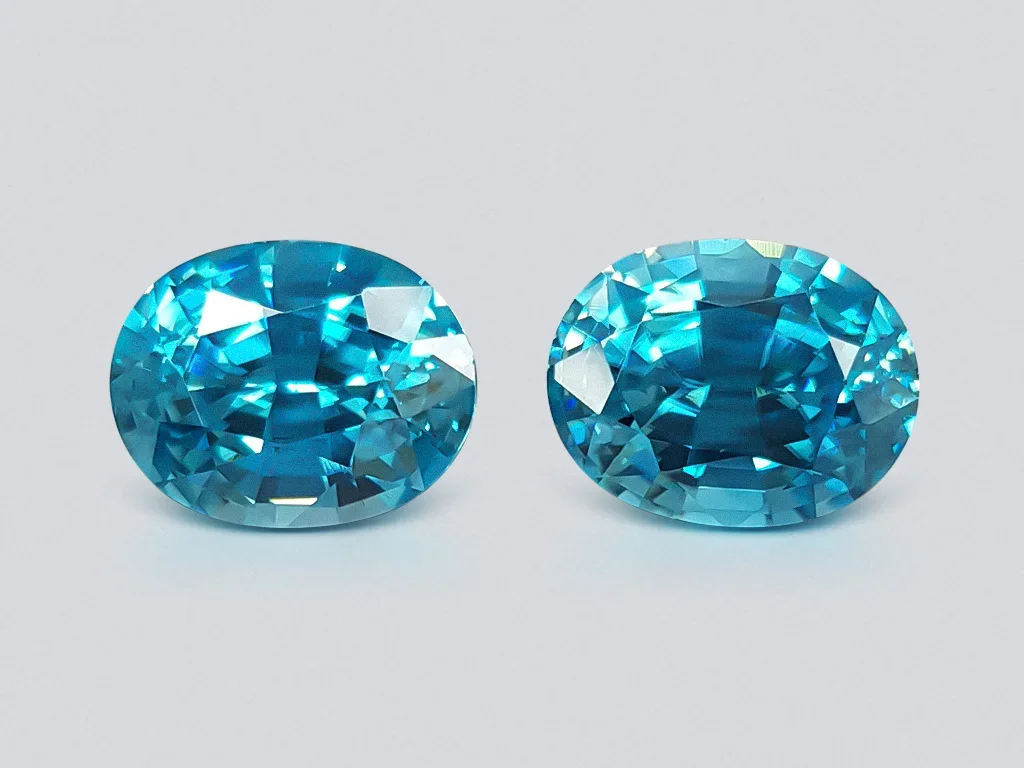 Pair of blue zircons from Cambodia 8.33 ct Image №1