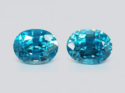 Pair of blue zircons from Cambodia 8.33 ct photo