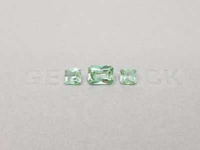 Set of light green radiant cut tourmalines 2.86 ct photo