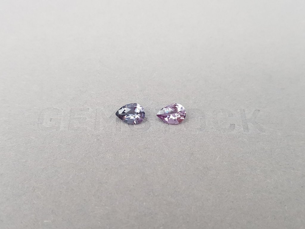 Pair of pink and steel gray pear-cut spinels 1.07 ct Image №1