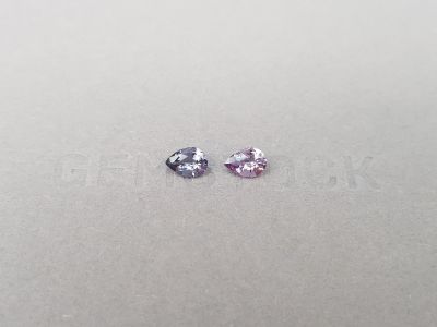 Pair of pink and steel gray pear-cut spinels 1.07 ct photo
