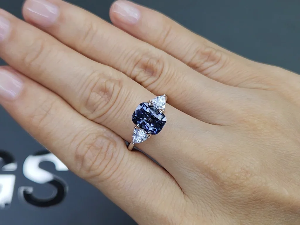 Bluish grey spinel in cushion cut 3.33 carats, Tanzania Image №5