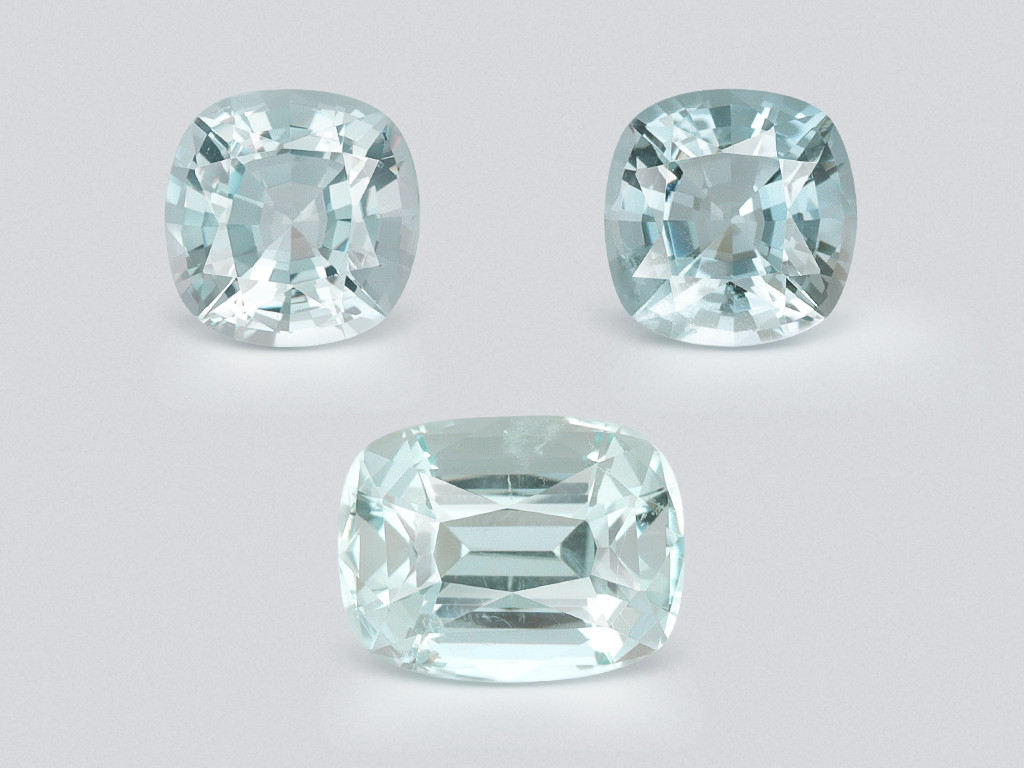 Set of aquamarines cushion cut 3.07 carats, Madagascar Image №1