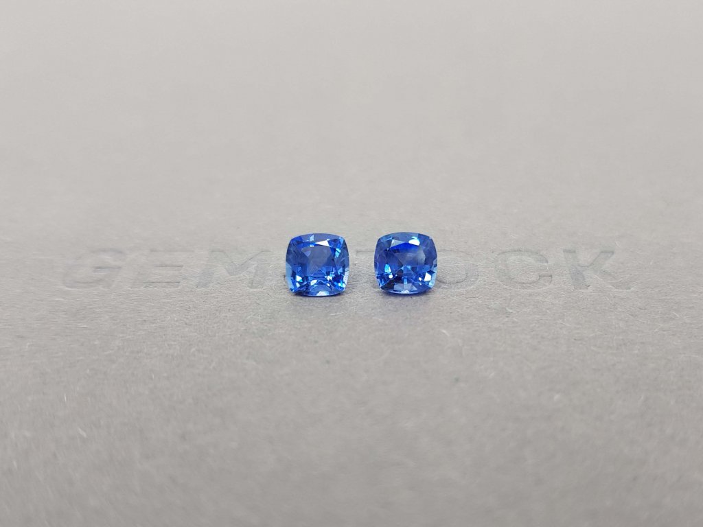 Pair of blue sapphires 1.85 ct cushion cut, Sri Lanka Image №1