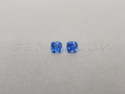 Pair of blue sapphires 1.85 ct cushion cut, Sri Lanka photo