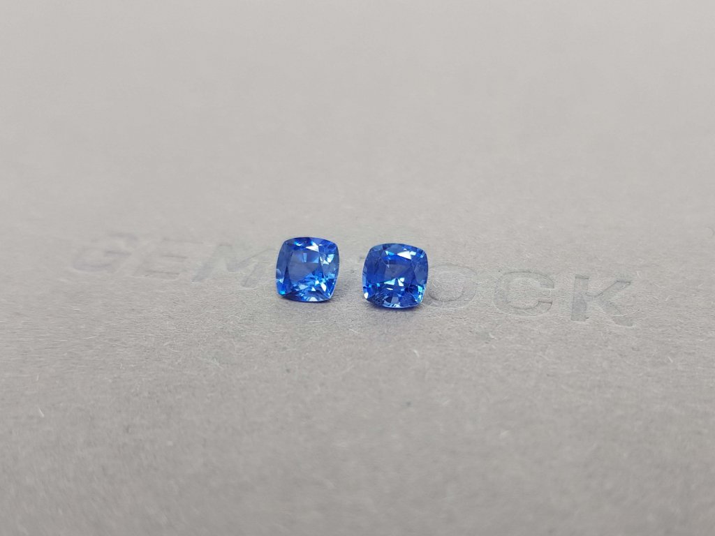 Pair of blue sapphires 1.85 ct cushion cut, Sri Lanka Image №3