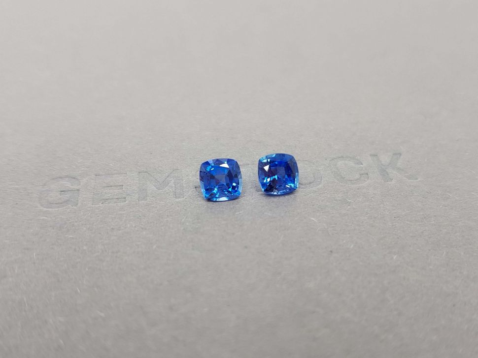 Pair of blue sapphires 1.85 ct cushion cut, Sri Lanka Image №2