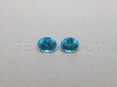 Pair of intense oval cut blue zircons 8.71 ct photo