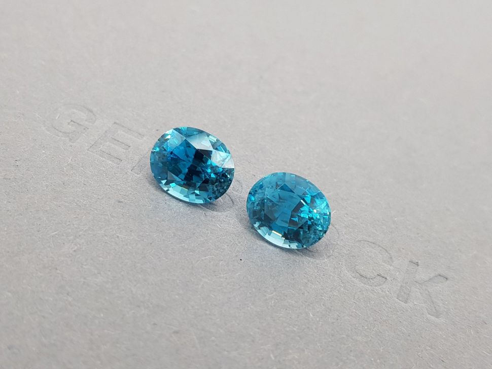 Pair of intense oval cut blue zircons 8.71 ct Image №3
