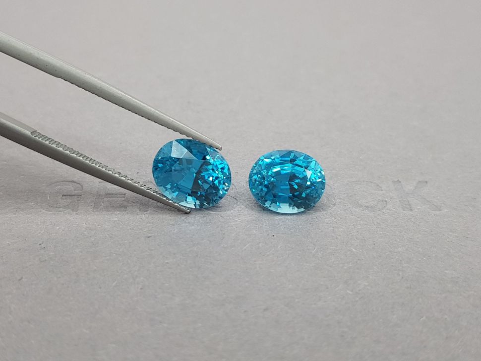 Pair of intense oval cut blue zircons 8.71 ct Image №4