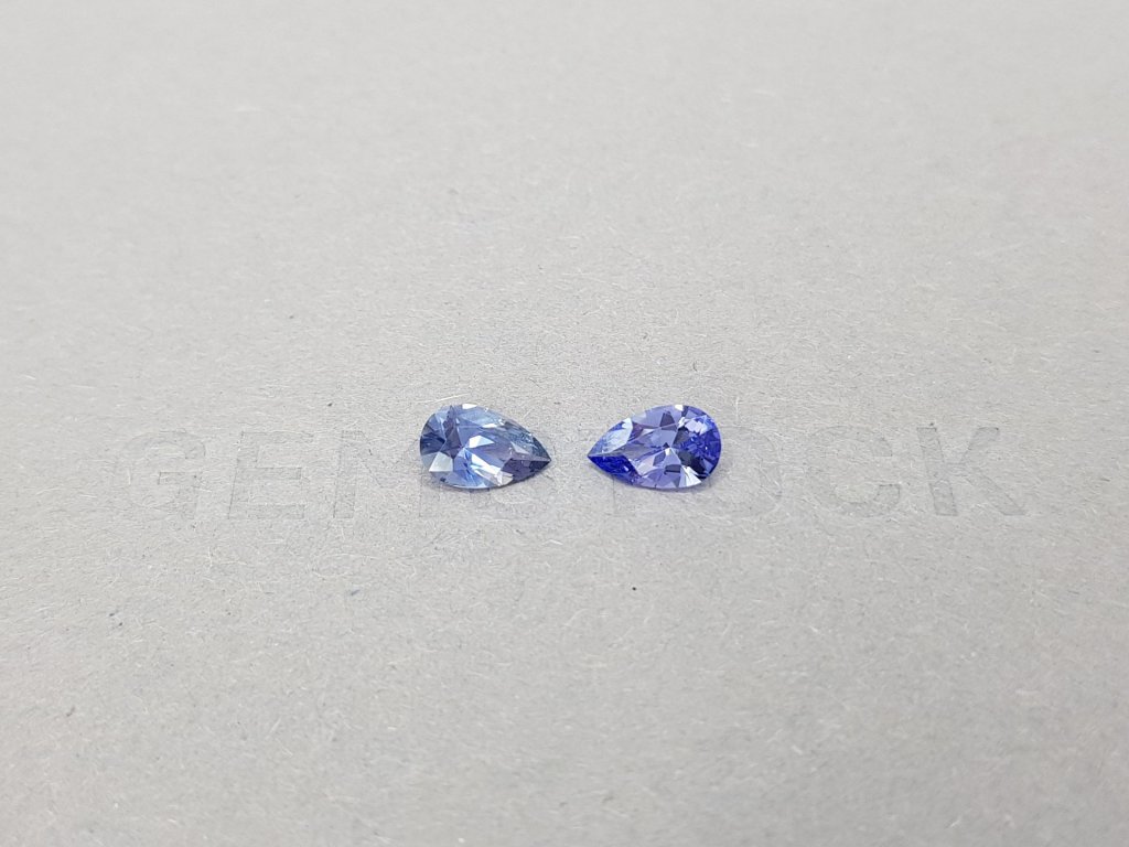 Pair of unheated bluish blue pear cut sapphires 1.33 ct Image №1