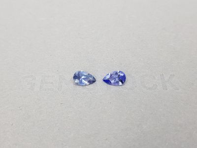 Pair of unheated bluish blue pear-cut sapphires 1.33 ct photo