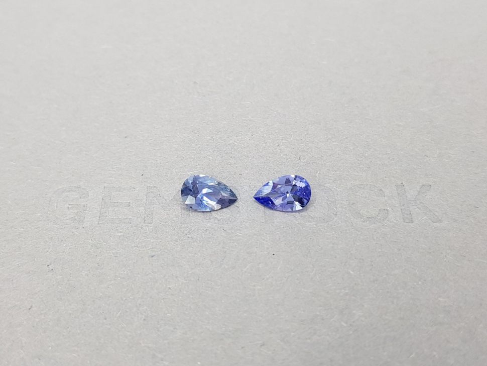 Pair of unheated bluish blue pear-cut sapphires 1.33 ct Image №1