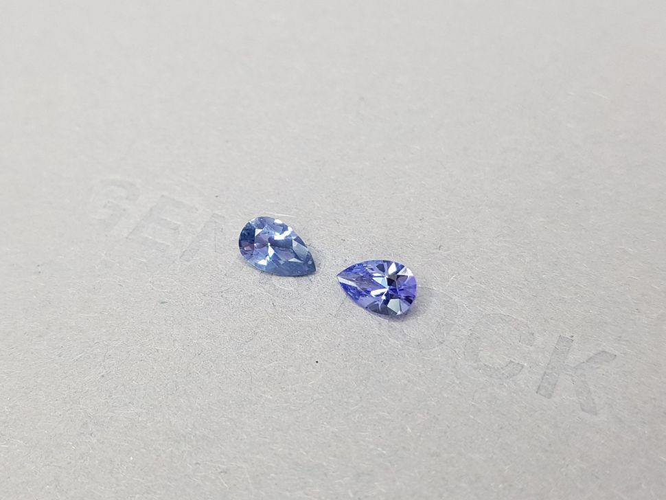 Pair of unheated bluish blue pear-cut sapphires 1.33 ct Image №3