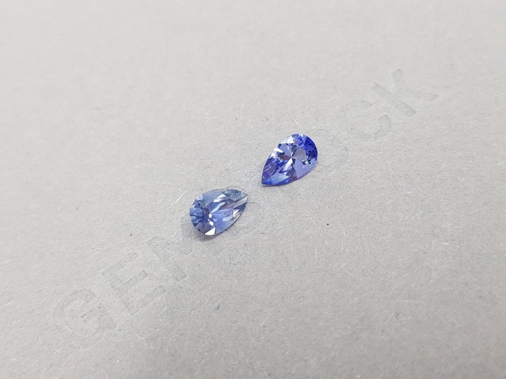 Pair of unheated bluish blue pear cut sapphires 1.33 ct Image №2
