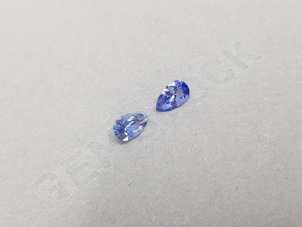 Pair of unheated bluish blue pear-cut sapphires 1.33 ct Image №2